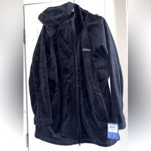 Black fleece hooded zip up